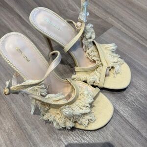 Chic Cream Fringe Heels by PrettyLittleThing